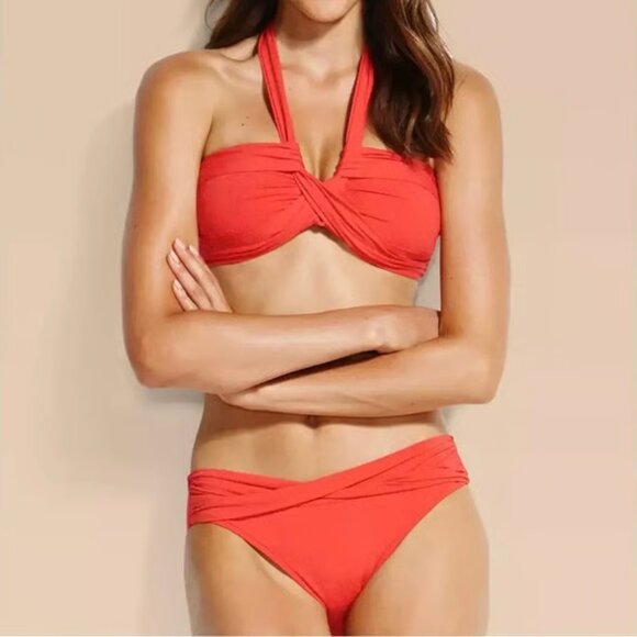 Seafolly Collective Bikini Set Size 12 Convertible Halter Goddess Bandeau Coral - Picture 7 of 7